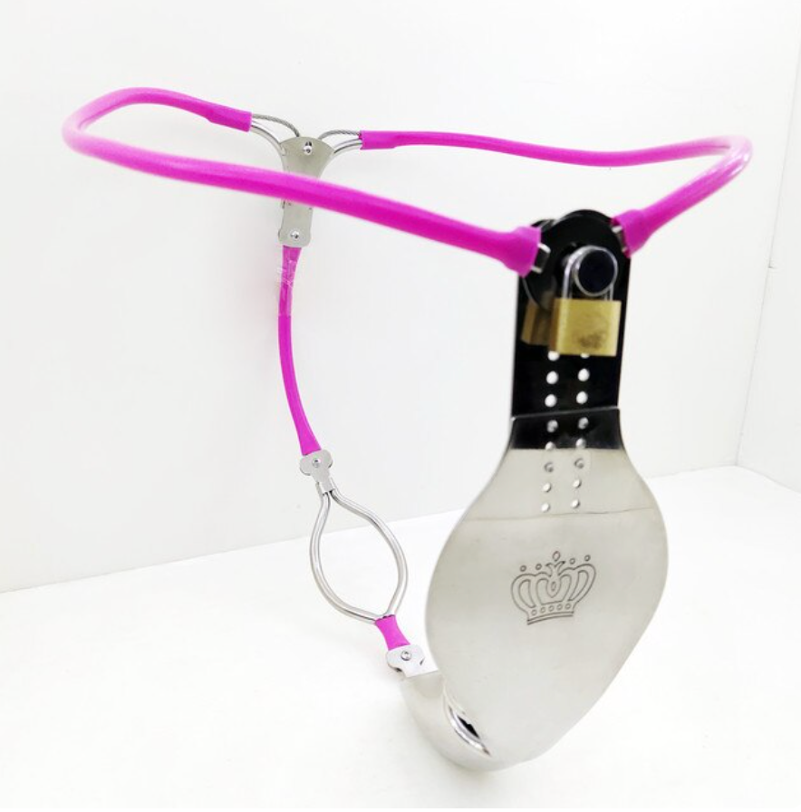 Stainless Steel Cock Shield Chastity Belt with Shit Hole - Black - ChastityBondage