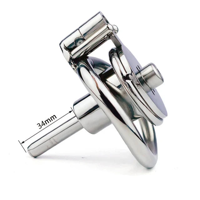 classic inverted chastity cage with metal urine plug