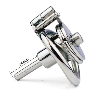 classic inverted chastity cage with metal urine plug