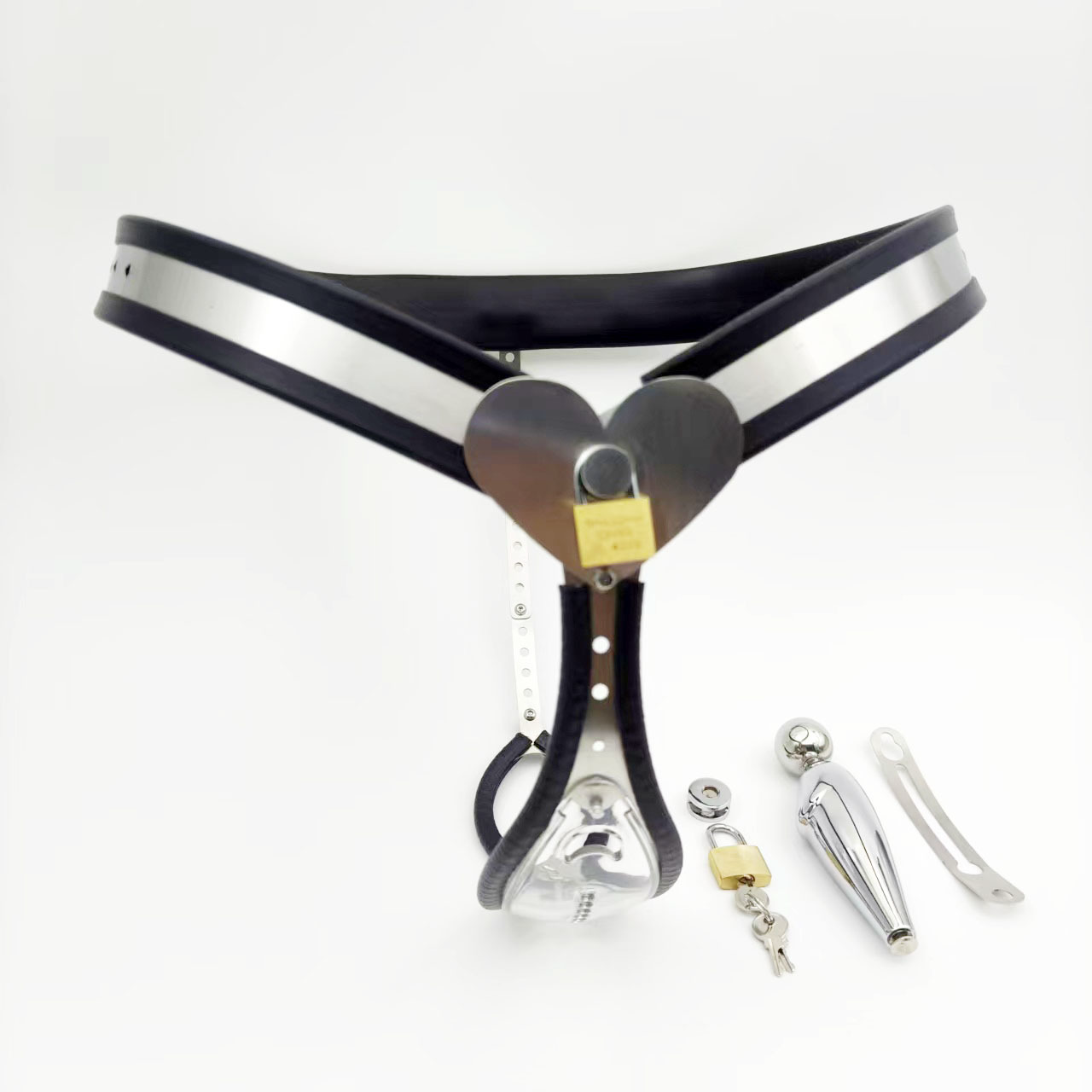 Clear See-Through Female Chastity Belt with Heart Lock Womens Vagina Lock