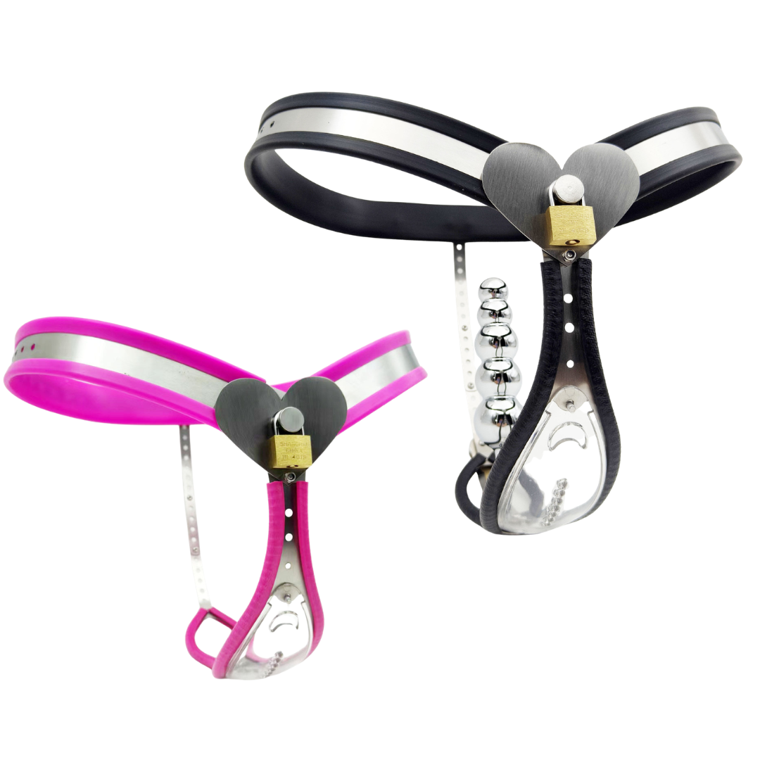 Clear See-Through Female Chastity Belt with Heart Lock Womens Vagina Lock