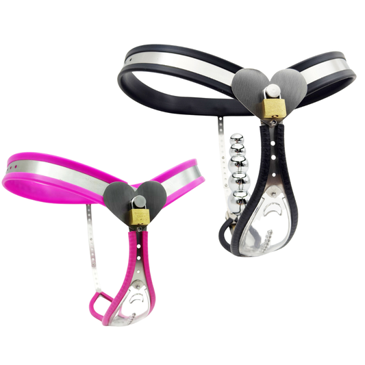 Clear See-Through Female Chastity Belt with Heart Lock Womens Vagina Lock