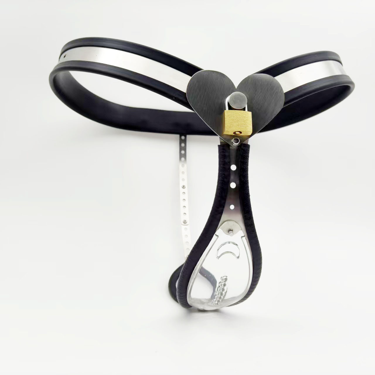 Clear See-Through Female Chastity Belt with Heart Lock Womens Vagina Lock