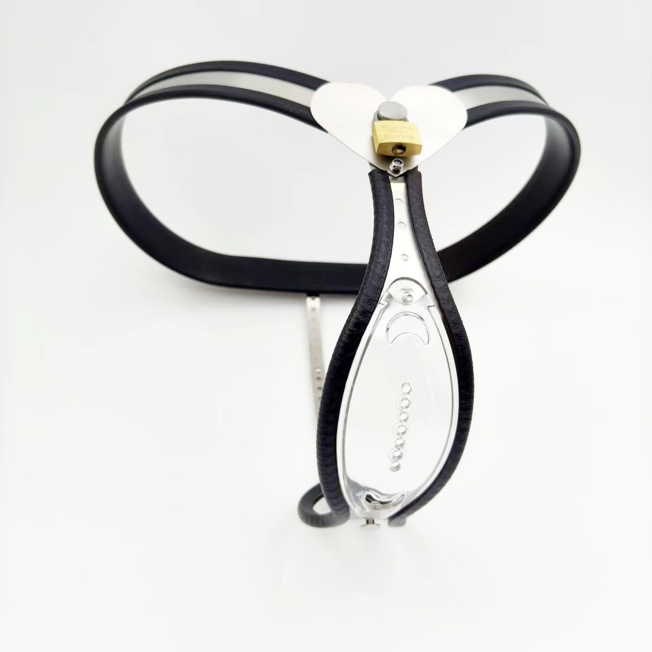 Clear See-Through Female Chastity Belt with Heart Lock Womens Vagina Lock