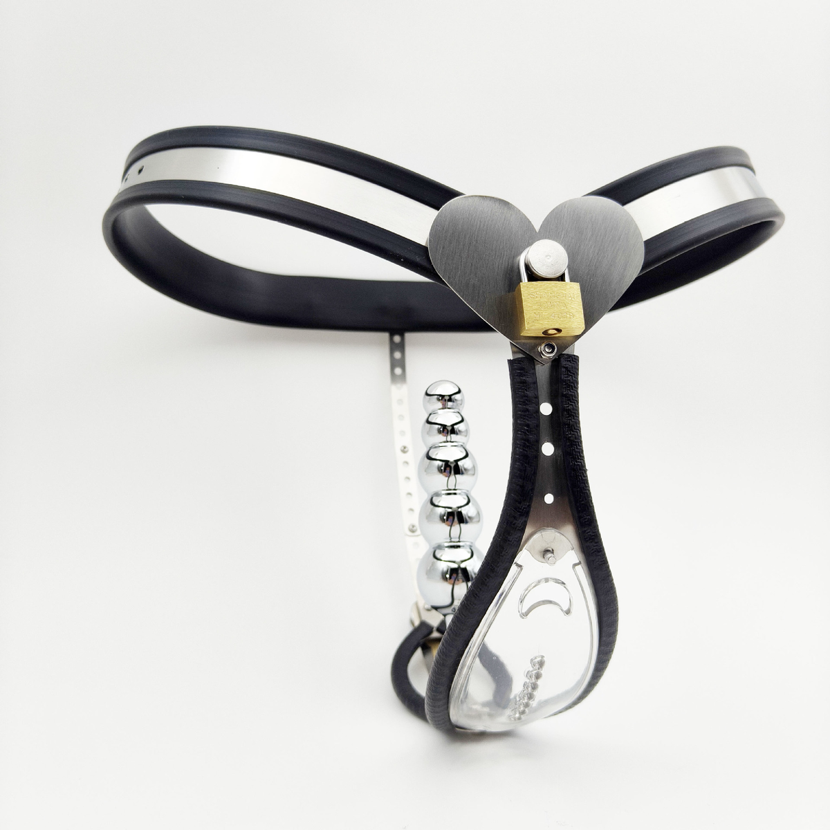 Clear See-Through Female Chastity Belt with Heart Lock Womens Vagina Lock