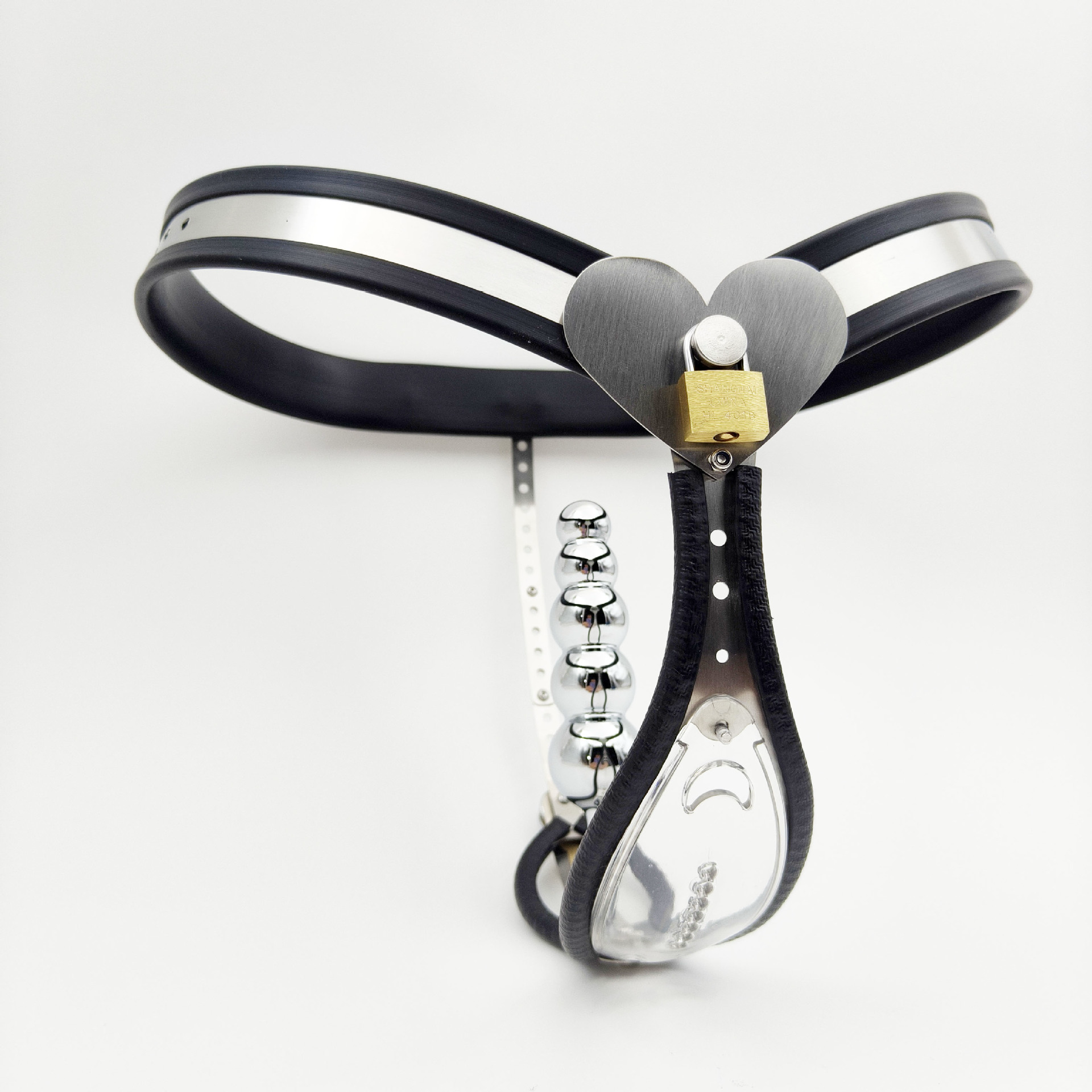 Clear See-Through Female Chastity Belt with Heart Lock Womens Vagina Lock