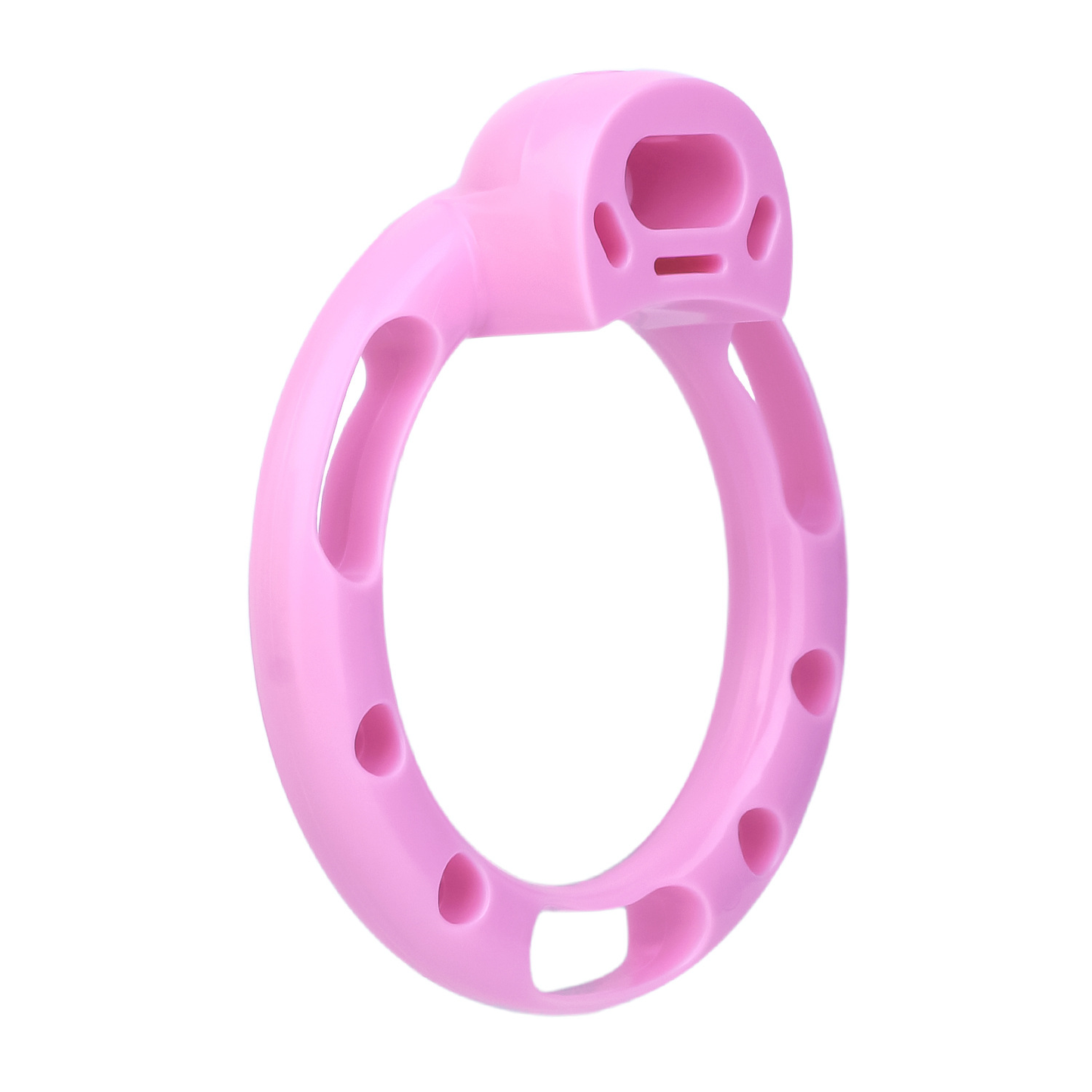 Pink Sissy Bowtie Chastity Cage Small Compact Cute Cockcage with Rhinestones and Breathable Base Rings