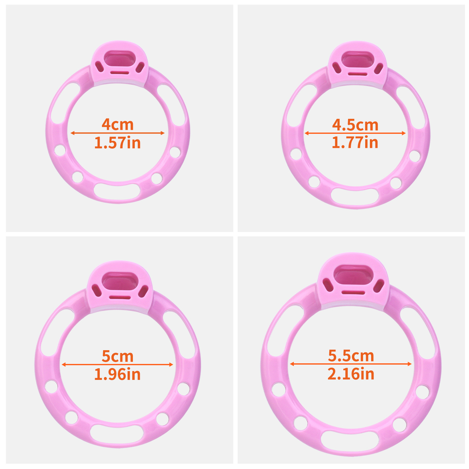Pink Sissy Bowtie Chastity Cage Small Compact Cute Cockcage with Rhinestones and Breathable Base Rings