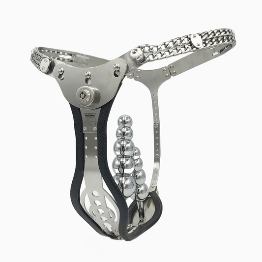 Female Chastity Belt with Removable Anal & Vaginal Plugs – Multicolor Chastity Device for Women