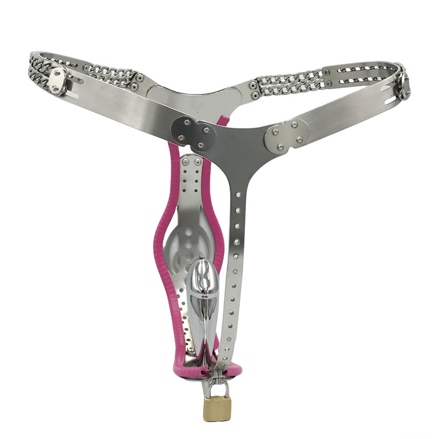 Female Chastity Belt with Removable Anal & Vaginal Plugs – Multicolor Chastity Device for Women