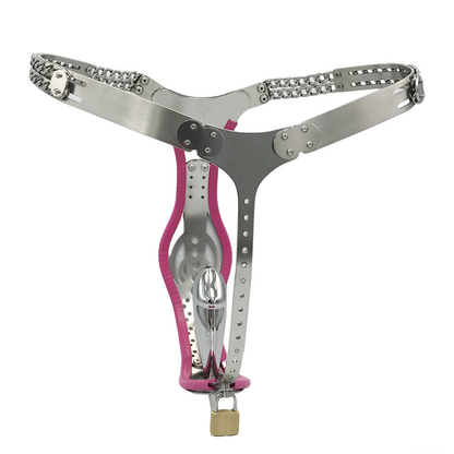 Female Chastity Belt with Removable Anal & Vaginal Plugs – Multicolor Chastity Device for Women