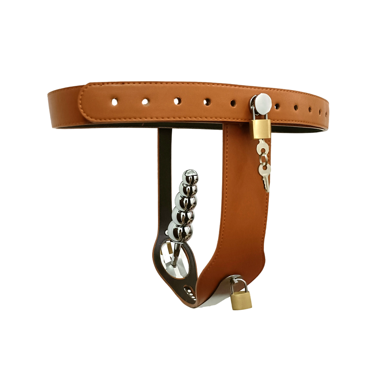 PU Leather Chastity Belt for Women with Detachable Anal Plug and Vagina Plug