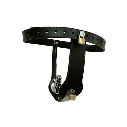 PU Leather Chastity Belt for Women with Detachable Anal Plug and Vagina Plug