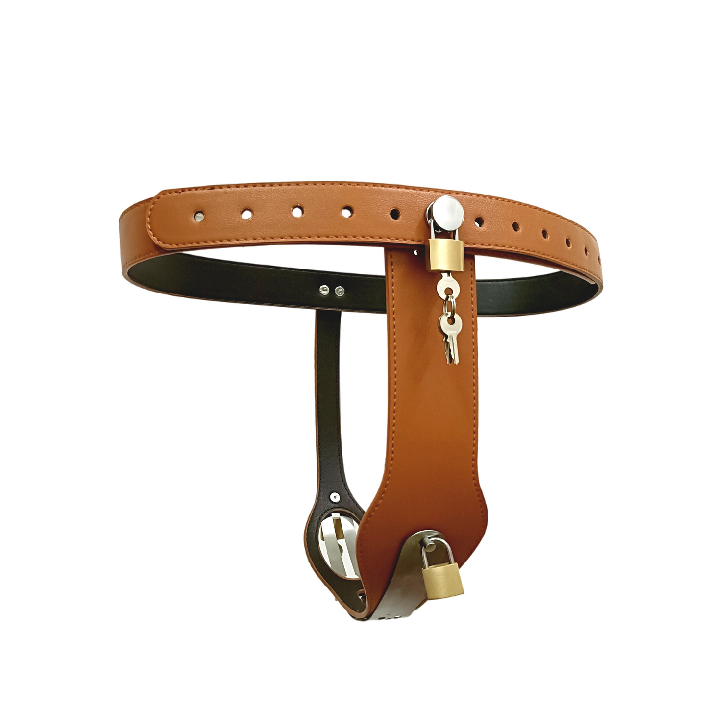 PU Leather Chastity Belt for Women with Detachable Anal Plug and Vagina Plug