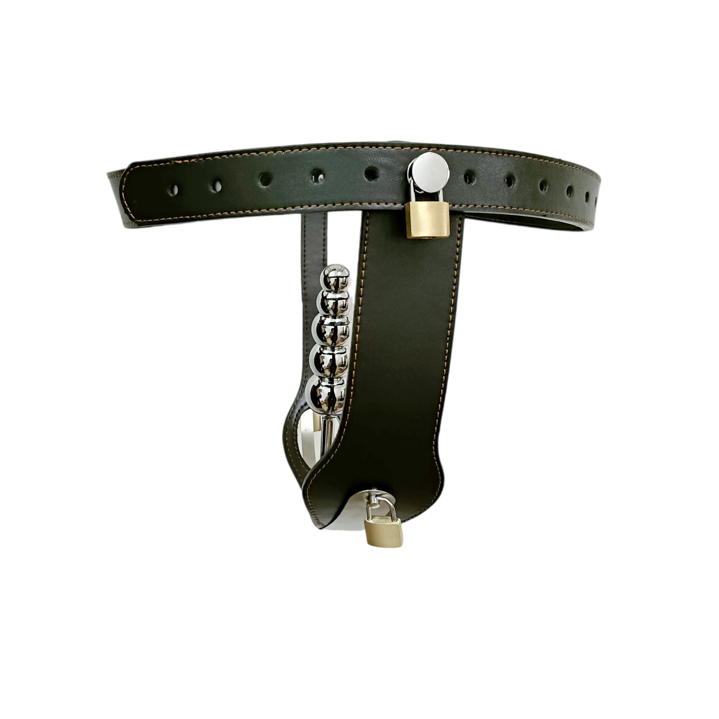 PU Leather Chastity Belt for Women with Detachable Anal Plug and Vagina Plug