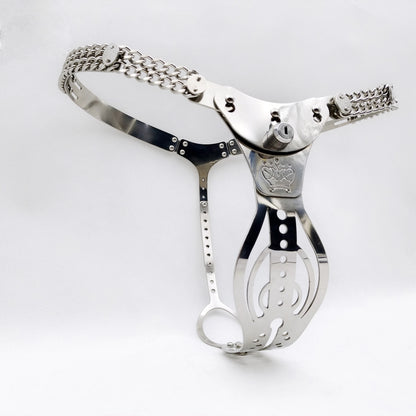 Metal Chastity Belt For Women with Removable Viginal and Anal Plugs - ChastityBondage