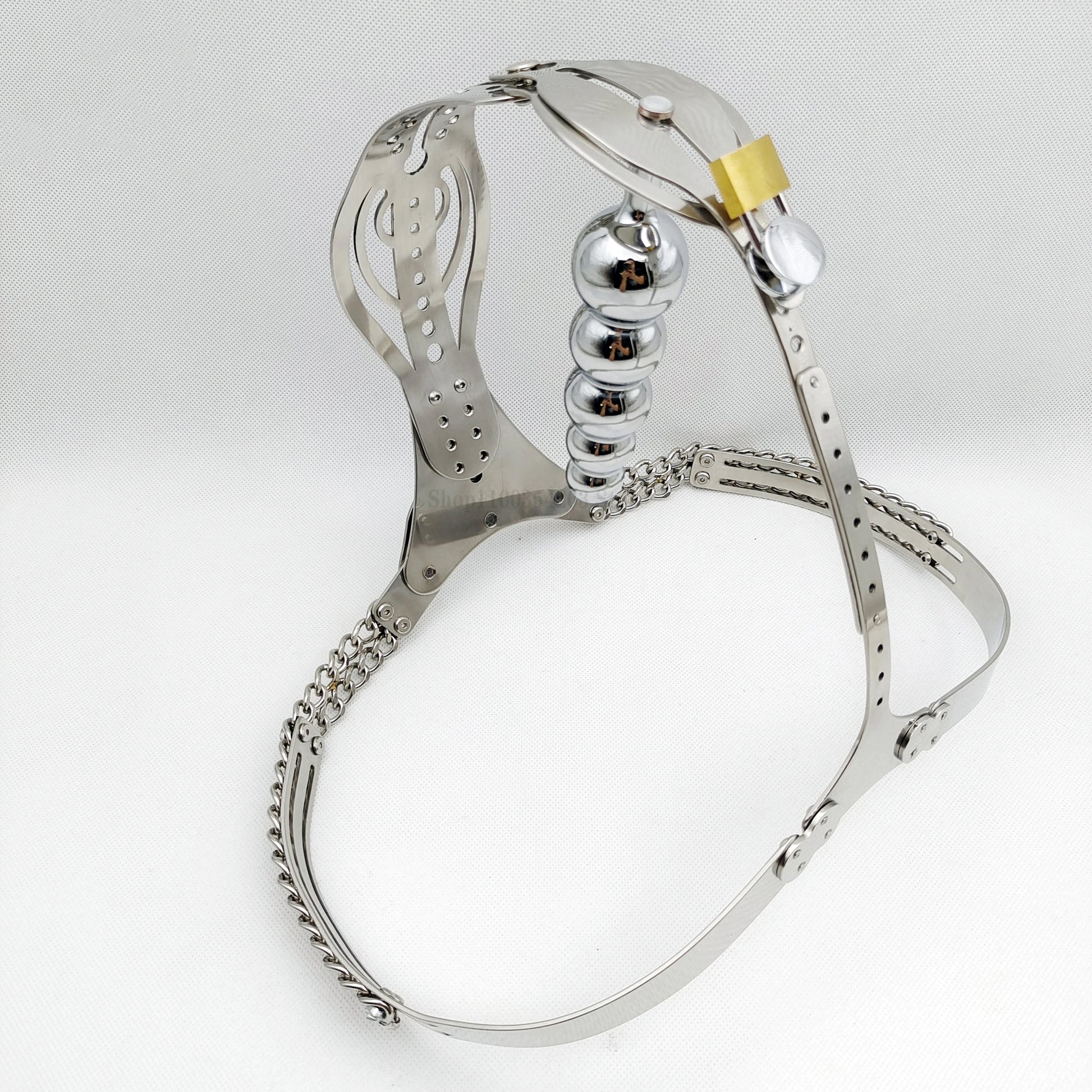 Metal Chastity Belt For Women with Removable Viginal and Anal Plugs - ChastityBondage