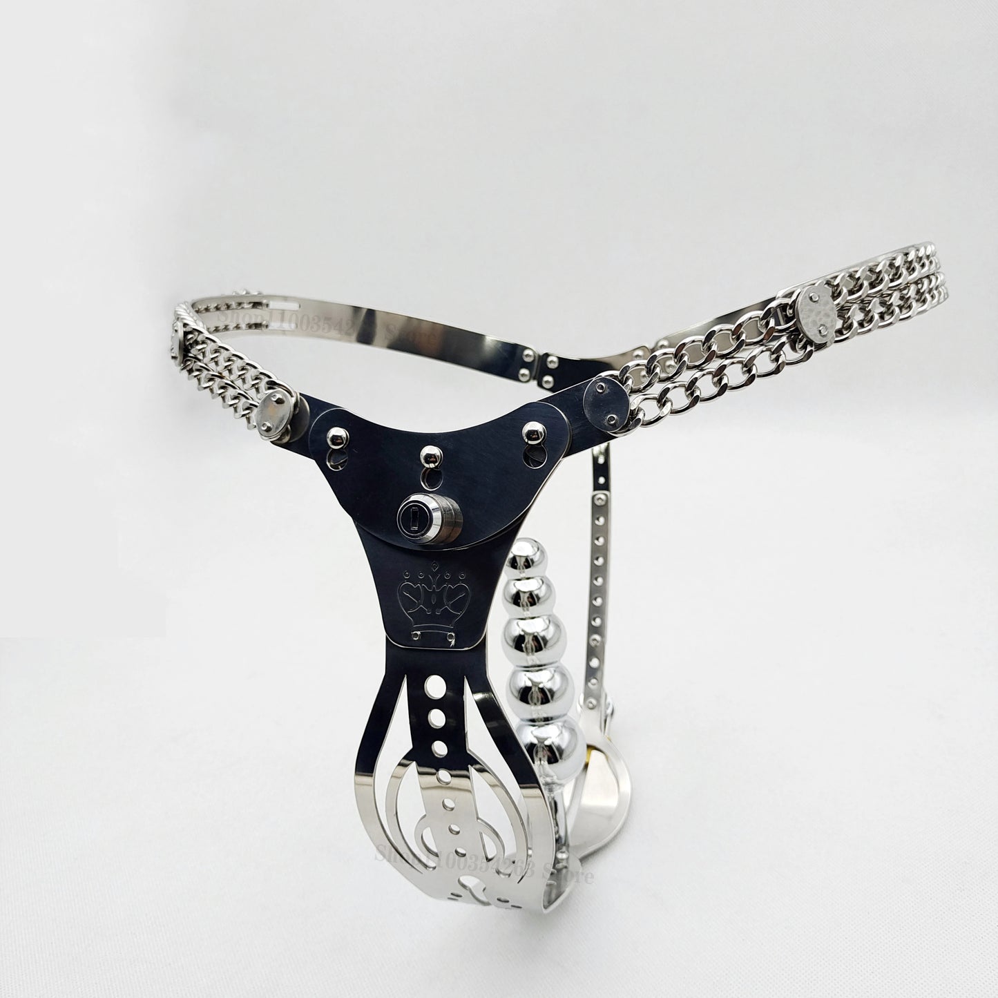 Metal Chastity Belt For Women with Removable Viginal and Anal Plugs - ChastityBondage