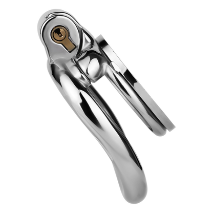 Flat Metal Male Chastity Cage with Strap and Catheter Ventilated Cock Lock