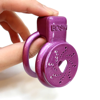 Flat Sissy Chastity Cage 3D Printed Resin Purple Cock Cage for Ladyboy