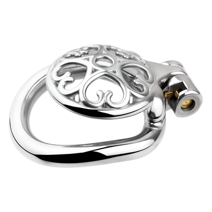 Detachable Flat & Inverted Hollow Heart Chastity Cage with Silicone/Metal Catheter