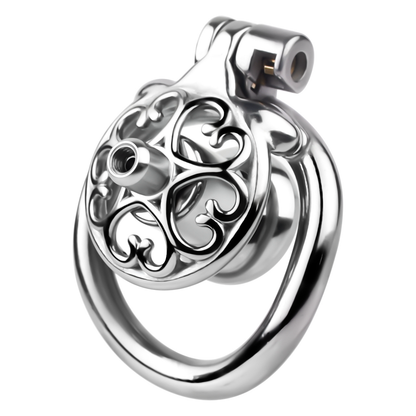 Detachable Flat & Inverted Hollow Heart Chastity Cage with Silicone/Metal Catheter