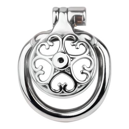 Detachable Flat & Inverted Hollow Heart Chastity Cage with Silicone/Metal Catheter