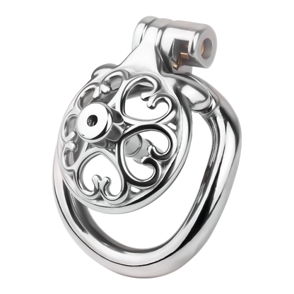 Detachable Flat & Inverted Hollow Heart Chastity Cage with Silicone/Metal Catheter