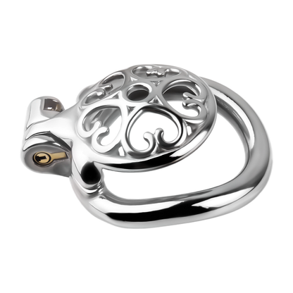 Detachable Flat & Inverted Hollow Heart Chastity Cage with Silicone/Metal Catheter