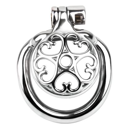 Detachable Flat & Inverted Hollow Heart Chastity Cage with Silicone/Metal Catheter