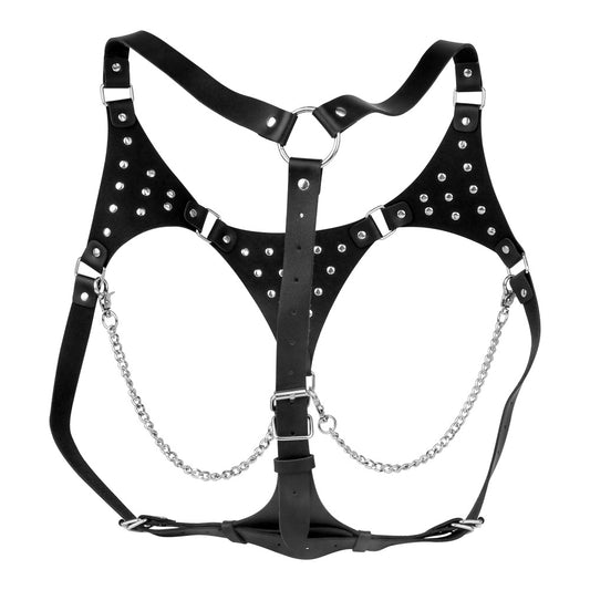 Kinky Bondage-BH aus PU-Leder mit Nietendesign