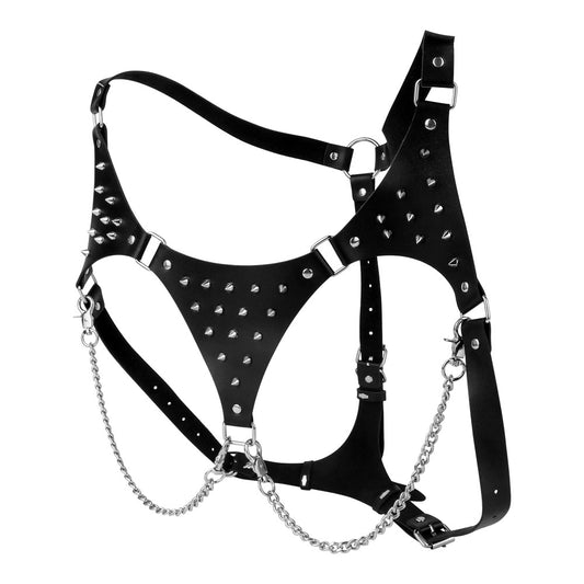 Kinky Bondage-BH aus PU-Leder mit Nietendesign