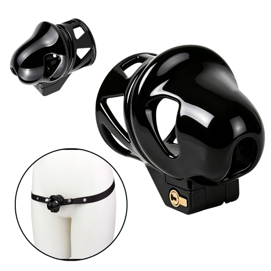 Men's Black Glans Locking Chastity Cage