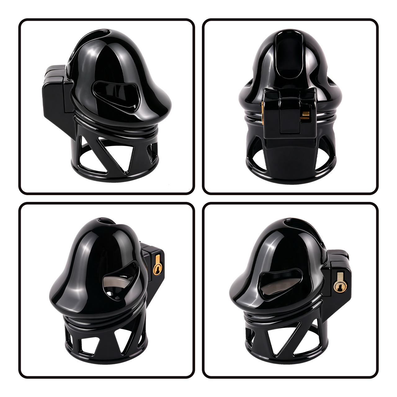 Black Glans Chastity Lock Male Cock Cage BDSM Penis Restraint Devices