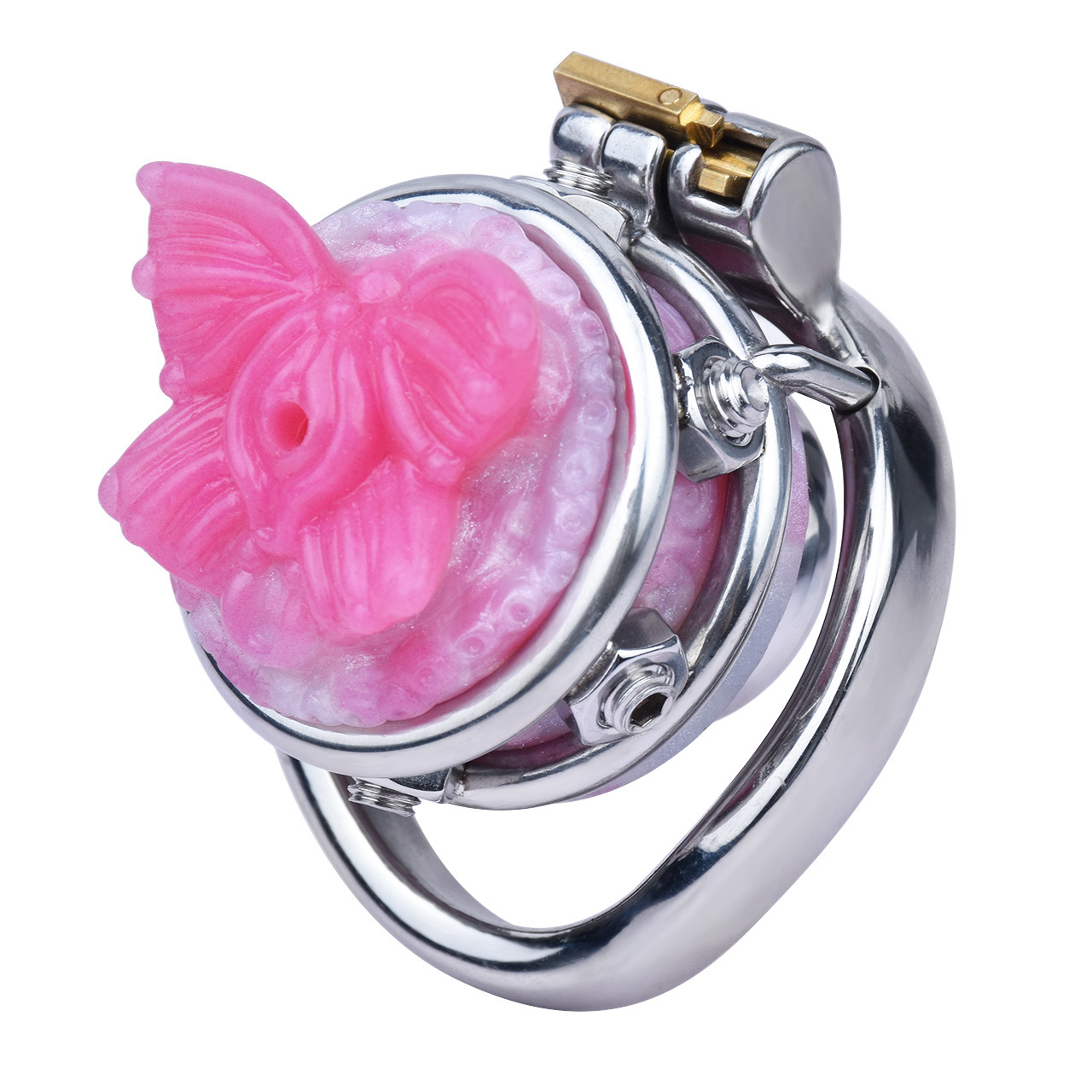 Pink/Blue Butterfly Inverted Chastity Cage Modern Negative Cock Cage for Sissy Crossdressers