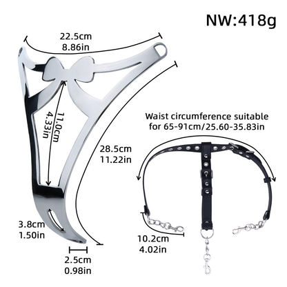 Women’s Metal Bow BDSM Chastity Belt Female Locking BDSM Device