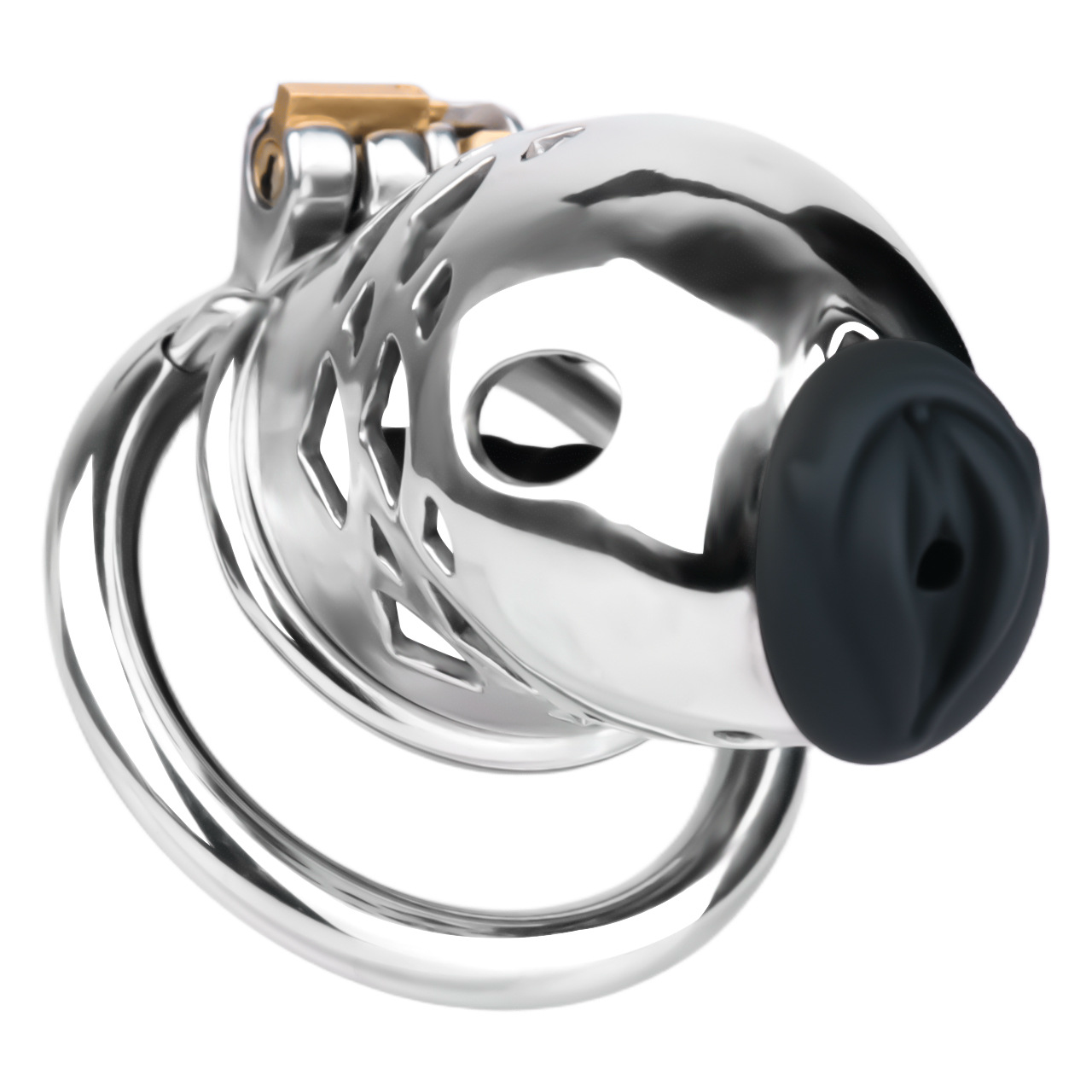 Vent-Cut Chastity Cage with Pussy Silicone Catheter