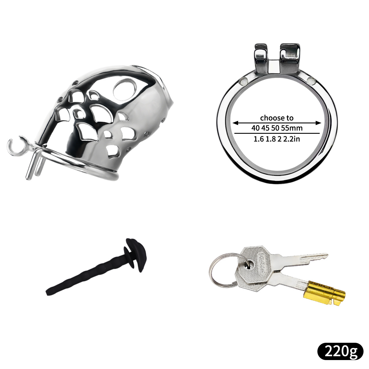 Vent-Cut Chastity Cage with Pussy Silicone Catheter