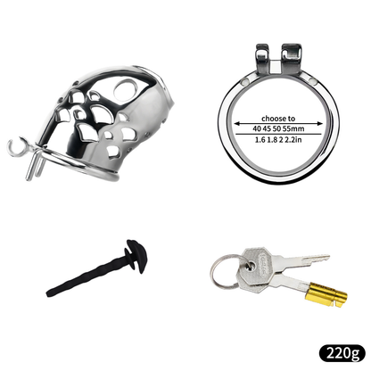 Vent-Cut Chastity Cage with Pussy Silicone Catheter