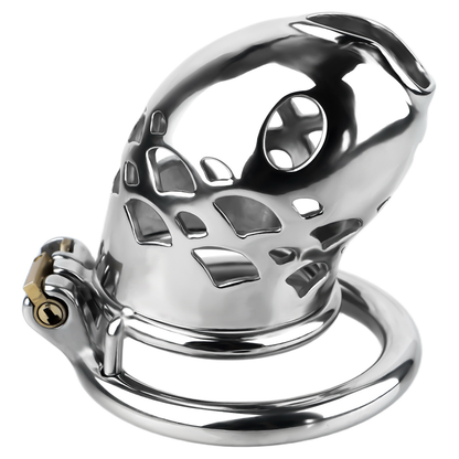 Vent-Cut Chastity Cage with Pussy Silicone Catheter