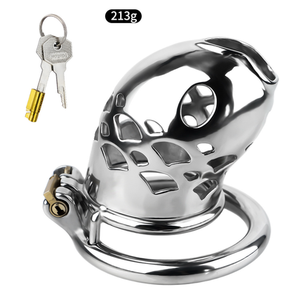 Vent-Cut Chastity Cage with Pussy Silicone Catheter
