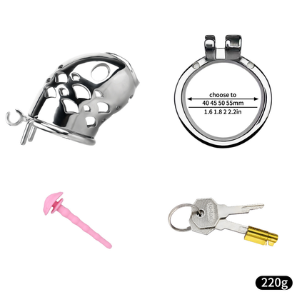 Vent-Cut Chastity Cage with Pussy Silicone Catheter
