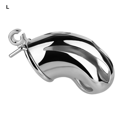 Silver Metal Cobra Chastity Cage Small Medium Large Cock Lock for Men