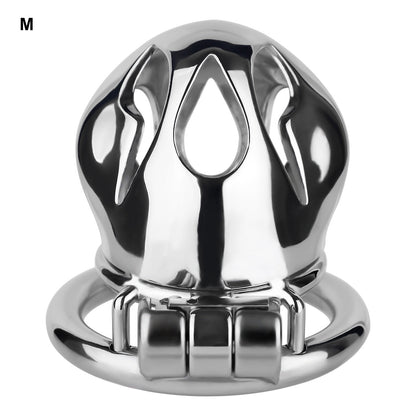 Silver Metal Cobra Chastity Cage Small Medium Large Cock Lock for Men