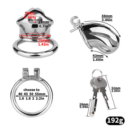 Silver Metal Cobra Chastity Cage Small Medium Large Cock Lock for Men