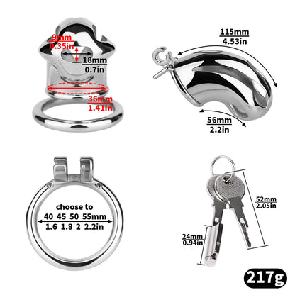 Silver Metal Cobra Chastity Cage Small Medium Large Cock Lock for Men