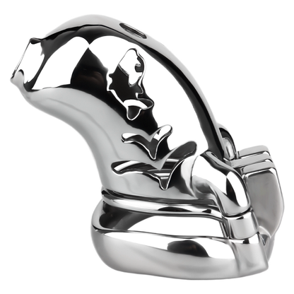 Metal Fishmouth Chastity Cage with Anti-Drop Ring and Realistic Pussy Pee Tube