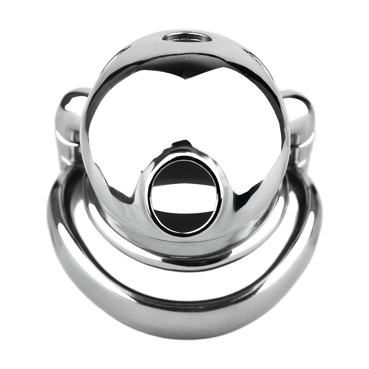 Metal Fishmouth Chastity Cage with Anti-Drop Ring and Realistic Pussy Pee Tube