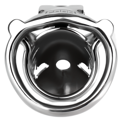 Metal Fishmouth Chastity Cage with Anti-Drop Ring and Realistic Pussy Pee Tube