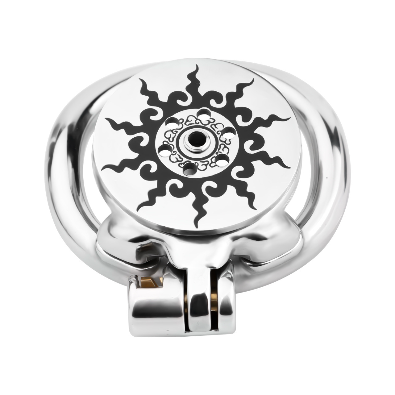 Inferno Flat Steel Chastity Cage with Removable Catheter Tube and PU Strap